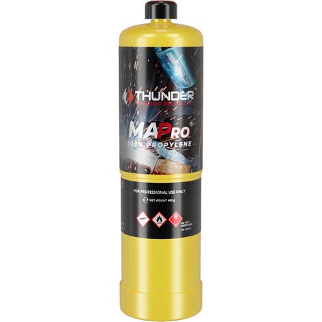 Cartucho Gas MAPPRO THUNDER 400g  1982°C  35% Más Rápido que Propano  Soldadura Fuerte y Blanda  Norma EN12205