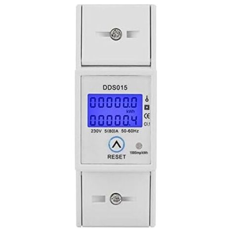 Contatore di energia elettrica su guida DIN da 35 mm, contatore orario monofase 230 V/5-80 A, contatore elettronico retroilluminato, contatore Watt/KWh