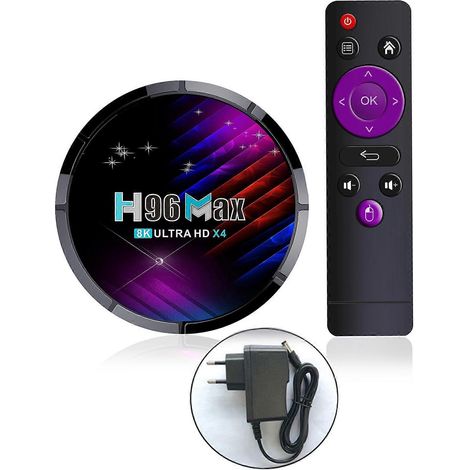 H96 Max 8K Android TV Box mit Dualband-WLAN, S905X4 Prozessor, 4 GB RAM, 64 GB Speicher, EU-Stecker