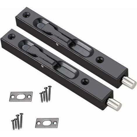 2 Stück verdeckter Türriegel, Riegelschloss aus Edelstahl 304, 15,2 cm verdeckter Türriegel, Sicherheitsriegel aus Edelstahl (Schwarz) (1/5)