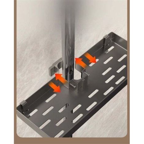 Mensola per doccia senza foratura, portasapone in alluminio con vassoio per gel doccia, facile installazione, adatta a tubi da 22-25 mm