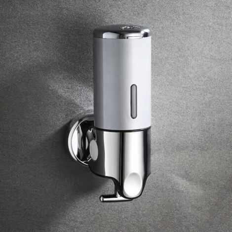 Distributeur de savon mousse pour salle de bain, support de nettoyage des mains, distributeur de savon mural, distributeur de pomme de douche à shampoing (argent, 24,5 × 10 × 8,3 cm)