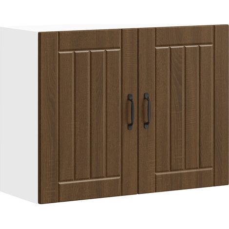 Armario de pared de cocina de diseño moderno 80 x 31 x 60 cm espacio de almacenamiento optimizado de madera contrachapada roble marrón 020050179 (1/5)