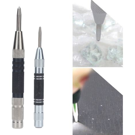 2 Pièces Pointeau à Frappe Automatique, Perforateur Réglable pour Bois et Métal, Kit Outil de Marquage