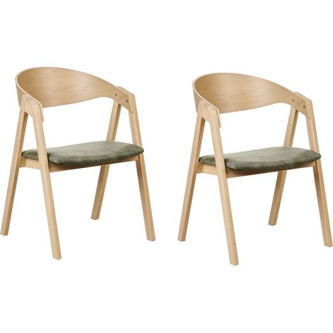 Set di 2 sedie da pranzo in stile retrò Seduta imbottita in velluto Legno chiaro e verde Yuba