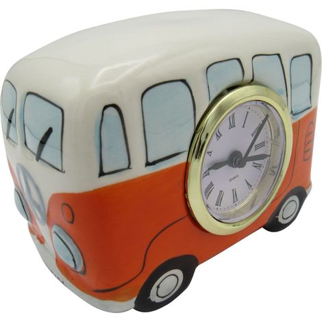 Campervan Clock Ornament (Camper Van Mantelpiece Retro Ceramic Pottery Vintage) (1/5)