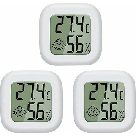 [NON UTILIZZATO] Igrometro 3 pezzi Mini termometro digitale LCD per cameretta dei bambini, soggiorno, ufficio, frigorifero, termometro e igrometro per interni