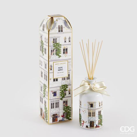 EDG Enzo De Gasperi Profumatore Bottiglia di Natale Rue de Rivoli 200 Ml H 13,5 Cm Black Pepper Bianco (1/2)