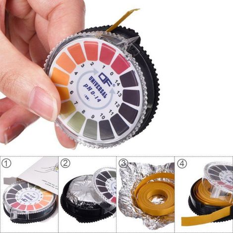 Papier Test de pH Universel Bandes de Test pH Rouleau de Bandes de Test pH, Mesure de pH Gamme Complète 0-14, 5 M/Rouleau, (2Pcs) (1/5)