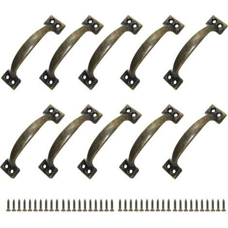 Pair 10 rustikale Möbelgriffe/Türknöpfe aus Zinklegierung mit Lochabstand für Küche, Scheunentür, Garten, Schuppen (120 mm)