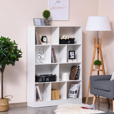 Étagère Bibliothèque à 4 niveaux avec 10 compartiments Étagères de rangement polyvalentes 100x23,8x140 cm Blanc (1/5)