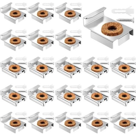 20PCS Fixation miroir lourd, support mural pour salle de bain et vestiaire, pinces de miroir robustes pour accrochage sécurisé. (1/5)