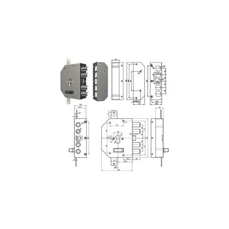 SERRATURA TRIPLICE DA APPLICARE CON SCROCCO CILINDRO EUROPEO 2250PE- - SX (2250PEN-51N) - 1 pezzi CR