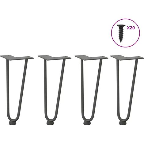 Pieds en épingle à cheveux pour table basse 4 pièces Anthracite 30 cm Acier massif (1/5)