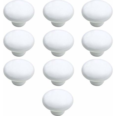 Pomo de puerta de cerámica para cocina, 10 unidades, color blanco, 33 mm, FDC