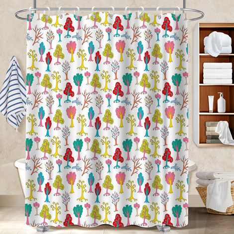 Rideau de douche tissu polyester 180x180 pratique cache baignoire pour maison de vacances au bord de la mer (1/5)