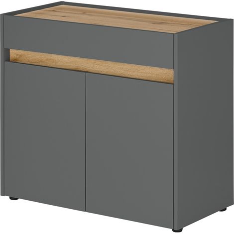 Kommode, 80cm breit, anthrazit mit Eiche, CRISP-61 (1/5)