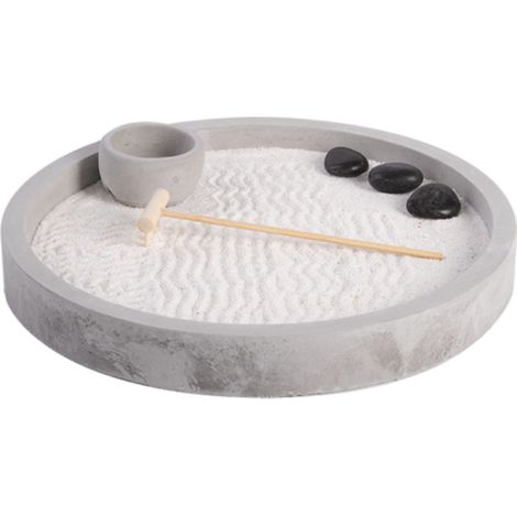 Mini jardin japonais rond - Gris - D 24,2 x H 4 cm - Livraison gratuite (1/5)