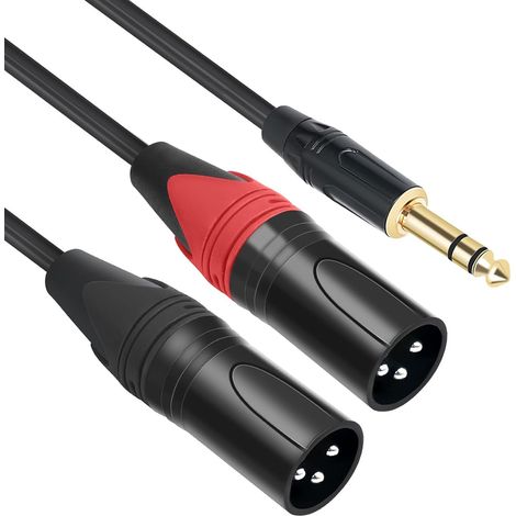 Câble 3.5 mm vers 2 XLR, Adaptateur Mini Jack vers Double XLR, Câble Audio Y Stéréo, Cordon Audio Répartiteur pour Console de Mixage, Moniteurs de Studio, Ordinateur, Smartphone, Tablette, 1.5 Mètres (1/5)