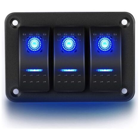 12V/20A, 24V/10A, 3 Gang Panneau en Aluminium Bascule Tableau de Bord Lumière LED, 5 Broches Marche/Arrêt Pré-Câblé Support de Commutateur à Bascule pour Voiture Automobile Bateau Marin (1/5)
