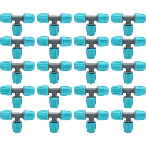 CCYKXA 20 Stück T-Stücke mit Widerhaken, 16 mm Rohranschlüsse mit Widerhaken, Tropfbewässerungs-Armaturen, Rohr-T-Verbindungsstücke, 3-Wege-Adapter, Wasserrohrverbindungen (1/5)
