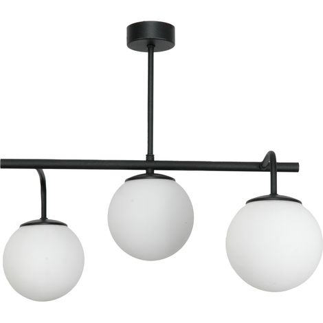 Deckenleuchte, klassisch schwarz, Glaskugelschirme, weiß, 15-382 Braster