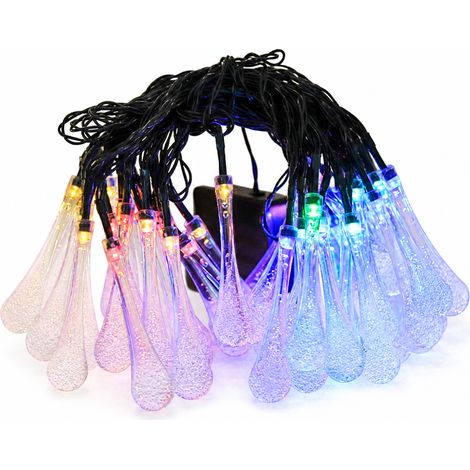 Guirlande Solaire LED Gouttes d’Eau Bleues Extérieur, 50 LED, 8 Modes, Télécommande, Décoration Jardin (1/5)
