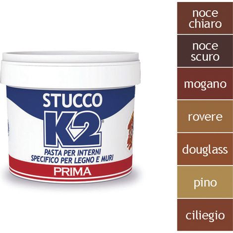 K2 STUCCO COLORATO IN PASTA PER LEGNO IN BARATTOLO- - Kg.0,500 - noce scuro - 12 pezzi K2