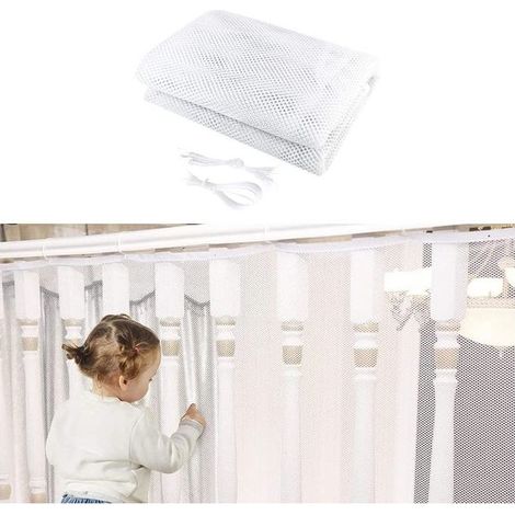 Filet de sécurité pour escaliers, filet de sécurité pour bébé, filet de sécurité pour balcon, filet de protection - Blanc - 79 cm x 2 m (1/5)