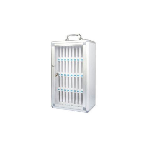 Armario para Teléfonos Móviles Iternet de 24 Plazas en Aluminio y MDF Gris 26x19x38,5 cm