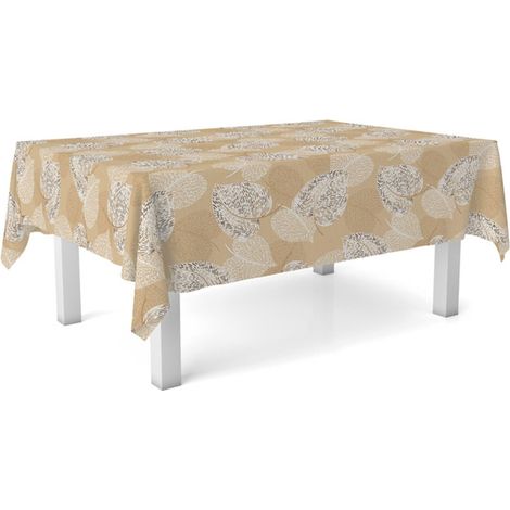 Nappe Toile cirée Lavable rectangulaire 200x140 cm Sil Beige (1/5)