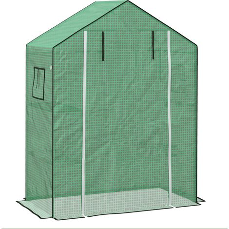 Lona de repuesto para invernadero con protección UV, puerta enrollable y ventanas laterales, verde (1/5)
