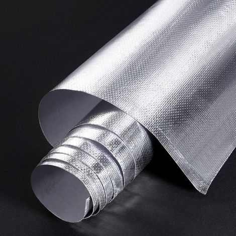 Feuille de Fibre de Verre Aluminium Adhésif Bouclier Thermique de Voiture Tapis de Protection de Barrière Tapis de Protection Thermique de Voiture pour Utilisation Automatique (Argent, 12 x 60 Pouces) (1/5)
