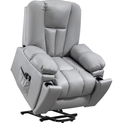 Poltrona reclinable eléctrica con elevador y masaje vibratorio, gris oscuro (1/4)
