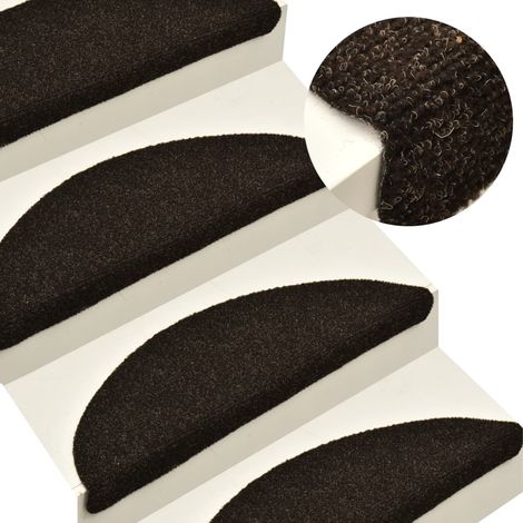 Tapis d'escalier autocollants 15pcs,Marchettes d'escalier,Protections d'escalier Marron 65x21x4cm Aiguilleté DVNEI351370 (1/5)