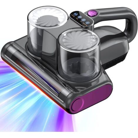 Aspirateur Matelas Aspirateur Anti Acariens 16Kpa Aspiration et Lumière UV -C de 253,7 nm Ultrasons Chauffage Filtre HEPA Brosse Rotative Élimine des Allergènes Lavable 500W Câble Gris Foncé