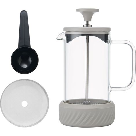 La Cafetière Zero - Cafetera de 3 tazas de café con leche/crema, prensa francesa sin ensuciar, resistente al calor, con mango de vidrio y base de silicona extraíble, fácil de limpiar, idea de regalo