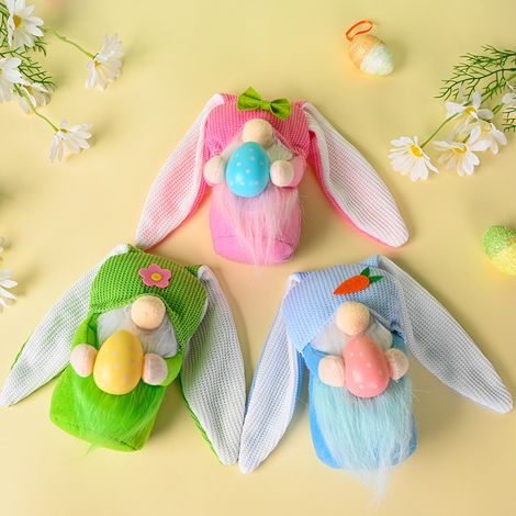 Poupée lapin de Pâques sans visage avec de longues oreilles, adorable poupée elfe naine, décoration de Pâques pour chambre ou salon (1/5)