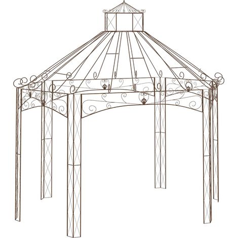 Tonnelle de Jardin Tente de réception - Rapide à Installer Marron antique 400x258x378 cm Fer BV108044 - BonneVie (1/5)