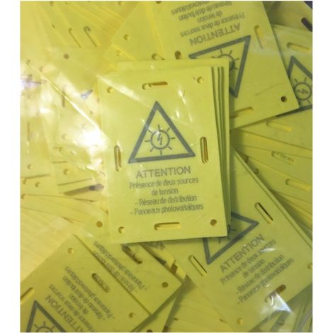 100 x “Presence of 2 voltage sources” warning signs – 50x74mm