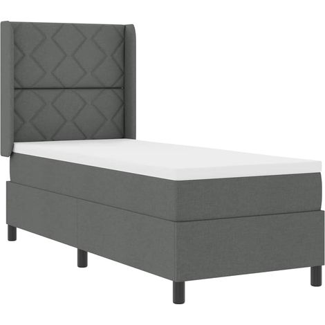 Cama Box Spring LED con cabecera Gris oscuro 80 x 200 cm tela vidaXL (1/5)