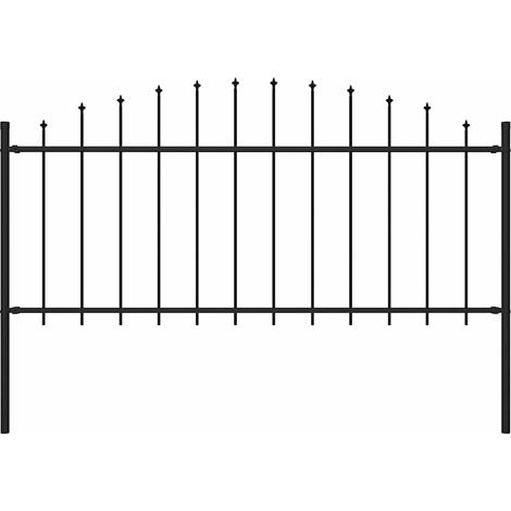 Clôture de jardin-Grillage de jardin à dessus en lance Acier-Grillage de jardin (0,5-0,75)x1,7 m Noir (1/3)