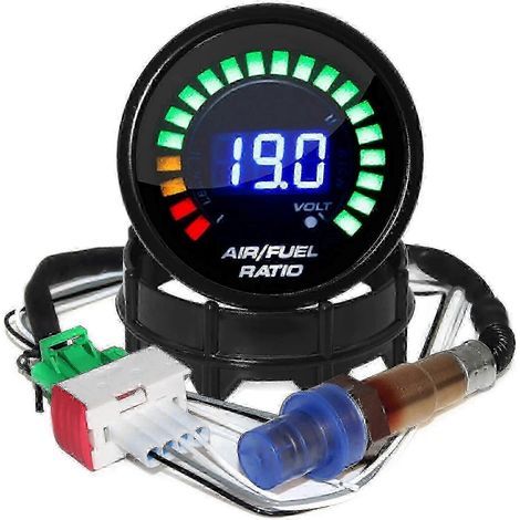 Indicateur numérique de rapport air-carburant de 52 mm avec capteur d'oxygène à bande étroite, adapté aux véhicules 12 V, aux voltmètres automobiles et aux tableaux de bord de course. (1/4)