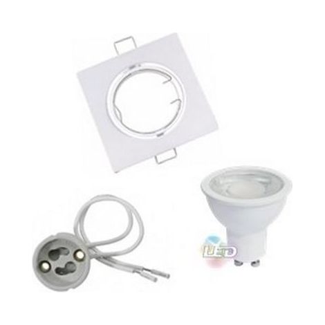 Kit Spot LED GU10 Orientable Carré BLANC avec Ampoule LED 8W - Unité / Blanc Froid - SILUMEN (1/3)