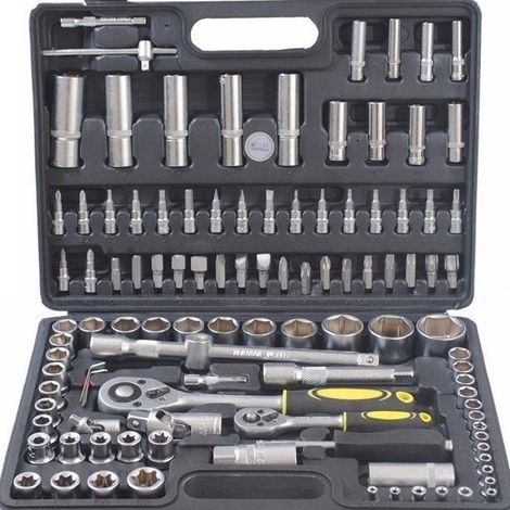 TrAdE Shop Traesio - Set Di Chiavi Cassetta Attrezzi Cricchetto Bussole Boccole Inserti Kit Da 109pz - (1/5)