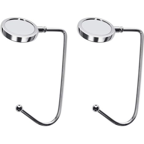 2 Pcs Handbag Hook - Silver - Foldable Bag Hook - Bag Holder for Table or Desk - Hanging Handbag and Small Objects (1/5)