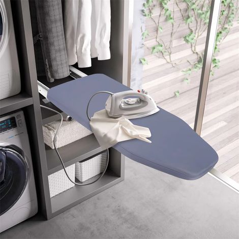 Armoire pliante avec planche à repasser, facile à installer, cadre en métal robuste push-pull 80x29,5 cm (gris) (1/5)