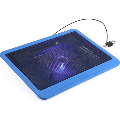 Support de refroidissement pour ordinateur portable avec grand ventilateur USB, bleu, pour PC jusqu'à 14" (1/5)