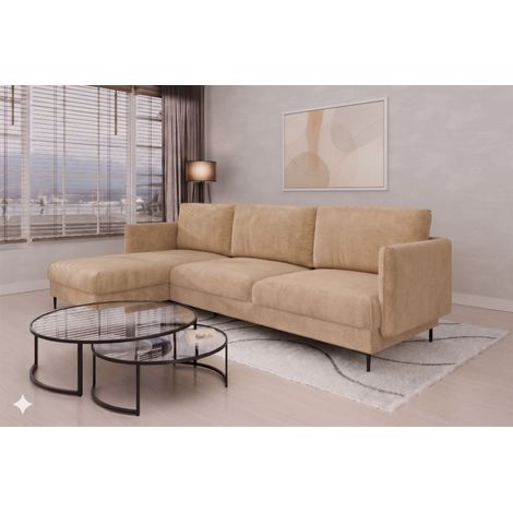 Ecksofa Designersofa HELMER Stoff Vibe Beige Ottomane Links