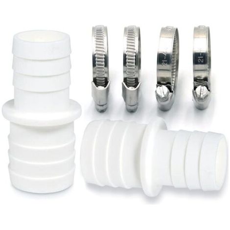 Lot de 2 raccords de tuyau avec colliers de serrage - Adaptateur de tuyau de piscine - Double embout de tuyau (2 x 32 à 38 mm)